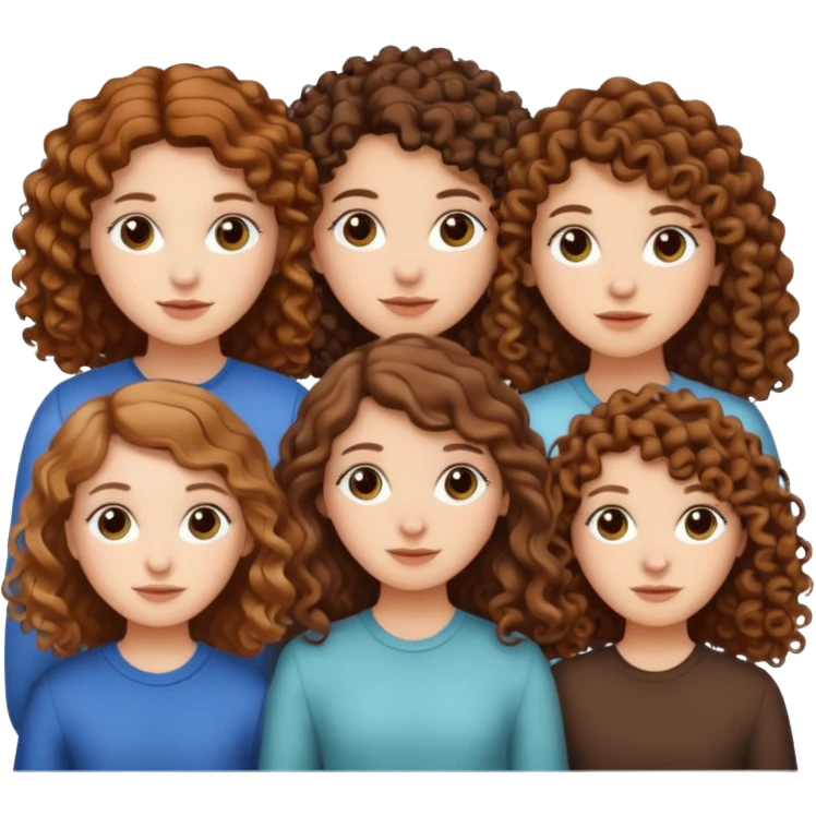 Three white girls, all of off this with brown hair but one whit straight one whit curly and one whit very curly emoji