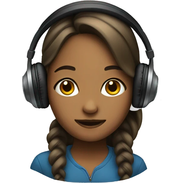 Girl listening a music on headphones  emoji