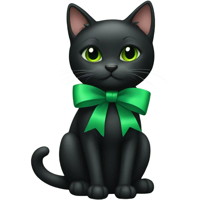 Black cat with green bow emoji