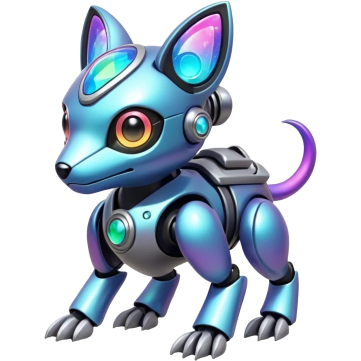 Mechanical Nebulae Cute Adorable Colorful Shiny Iridescent Futuristic Modern Cybernetic Protogen-Fakémon-Pokémon-creature-fusion (full body) emoji