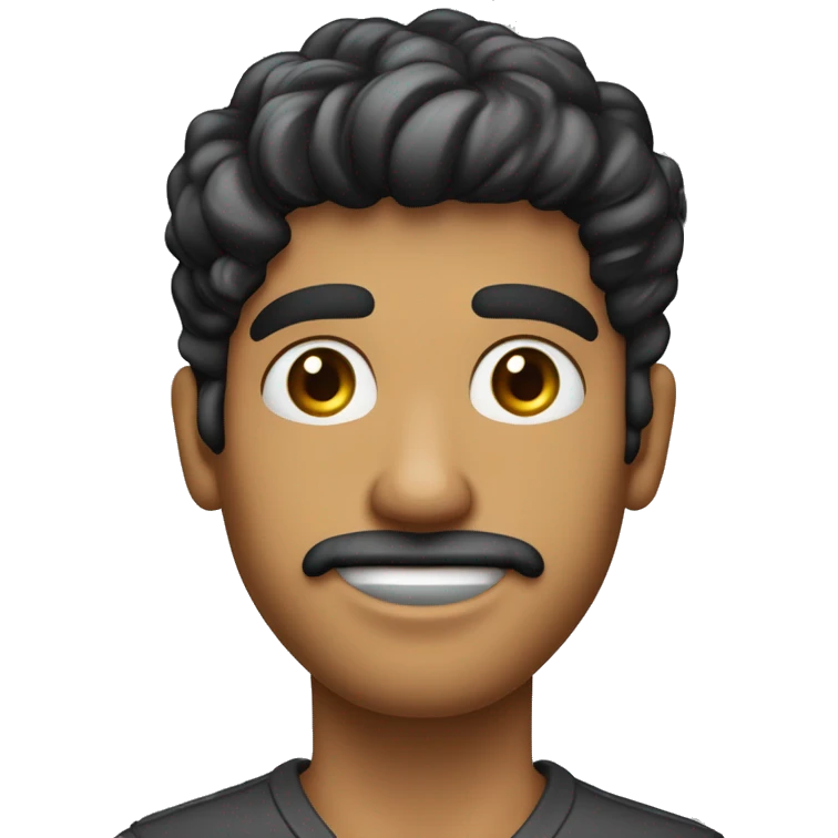 Joven Masculino Moreno claro Cabello rizado y corto Barba de candado (perilla y sin bigote)
Ojos Oscuros aretes en la oreja derecha emoji