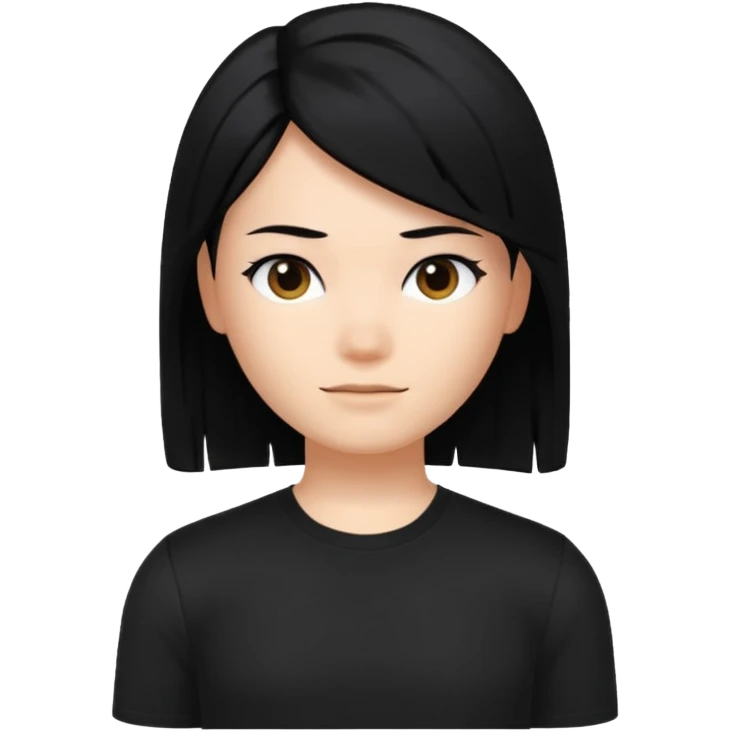 A roblox Avatar whit sleek hair and black shirt emoji