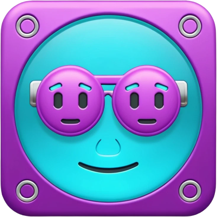 futuristic minimalistic emoji icon, letters "SANG" formed by three glowing digital lines representing Storm, Atom and NoizeGames, neon purple (#8B5CF6) and cyan (#00E0FF) on dark background, modern tech style, 1:1 aspect ratio
 emoji