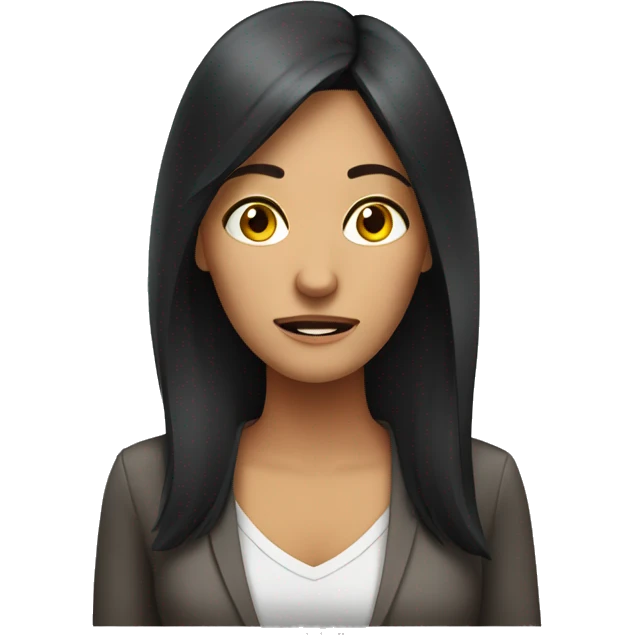 adult Brazilian woman with dark hair having a mental burnout emoji