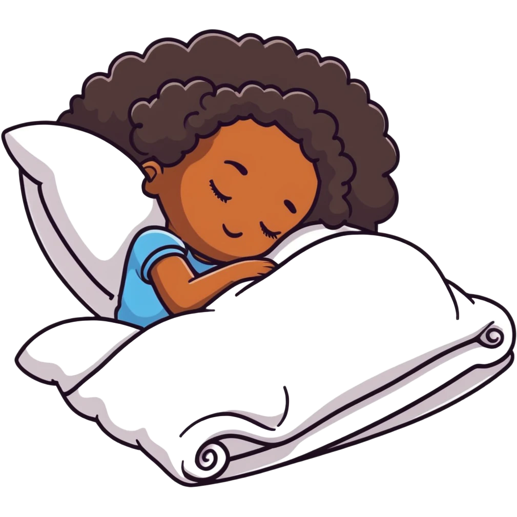 Black girl with curly hair she is sleeping  emoji