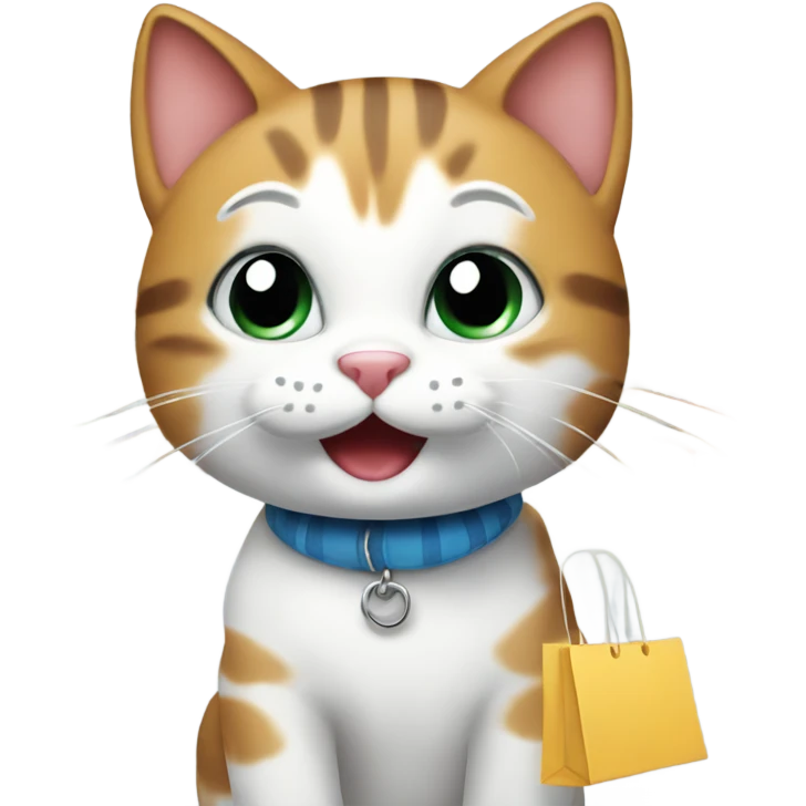 happy cat on a shopping spree emoji