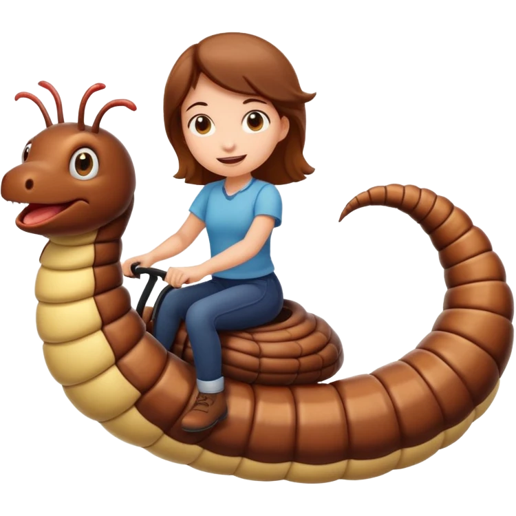 Girl riding a worm emoji