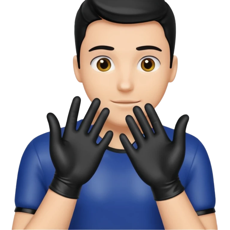 shiny black latex gloves on male hands emoji