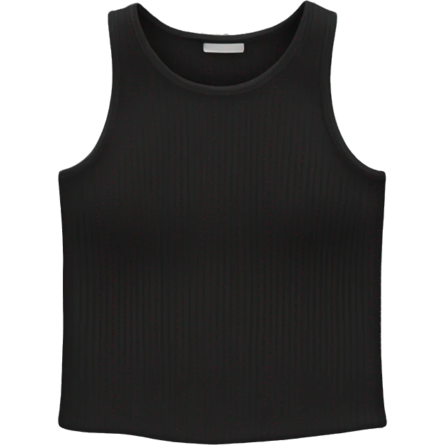 chic black ribbed tank top hyperrealistic soft textures no background emoji