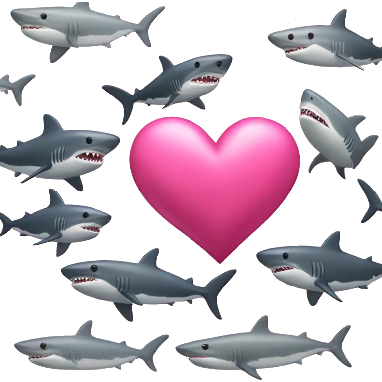 pink love whole heart with sharks emoji