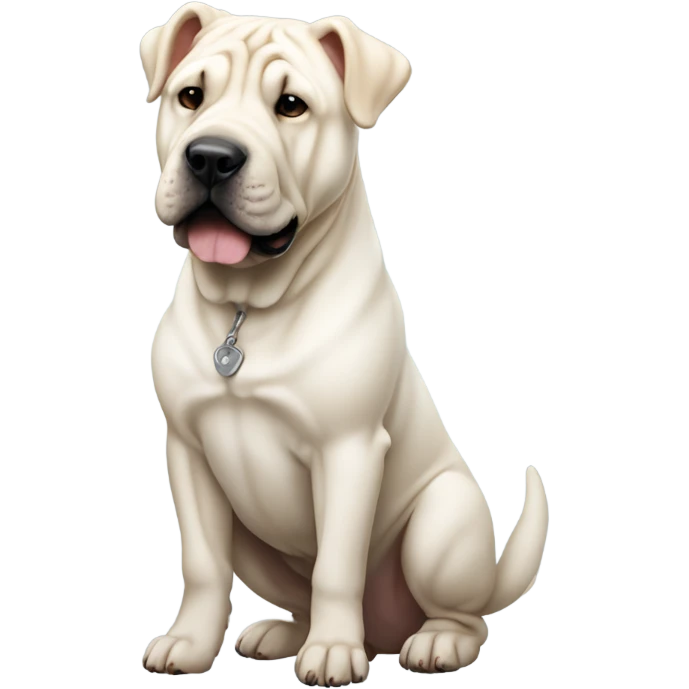 White dog full body sharpei ears and tail girl perfect side profile slim head  emoji