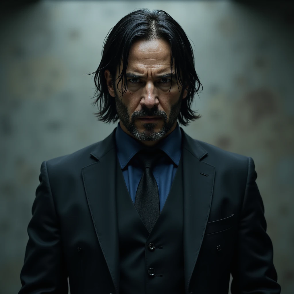 John Wick, action hero, dark suit, intense expression, realistic style emoji