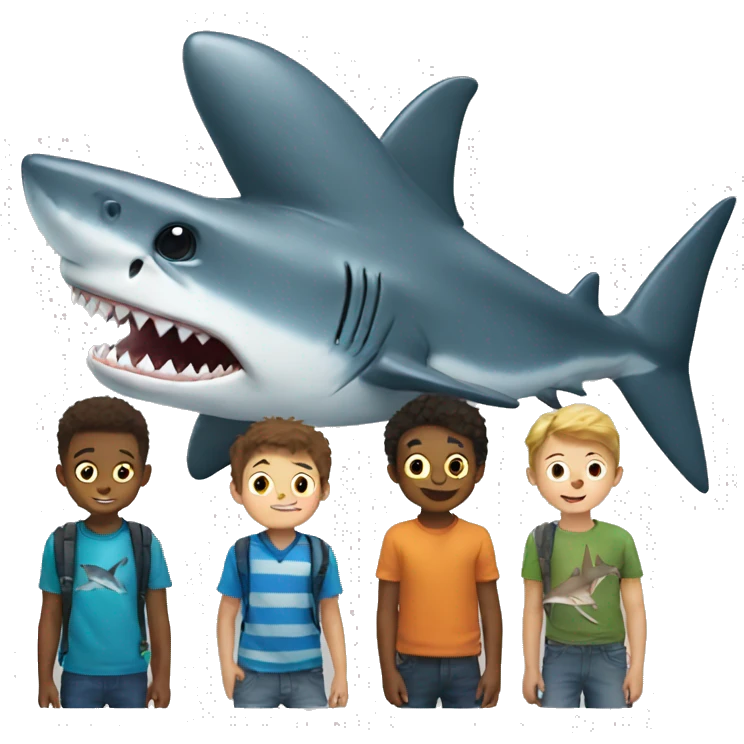 shark with boys emoji
