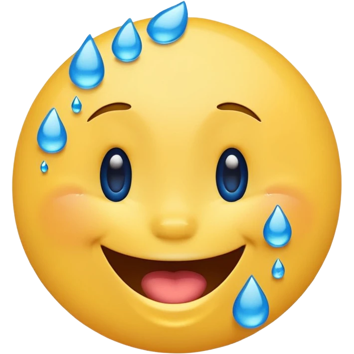 Emoji, yellow round laughing face, blue tears of joy emoji