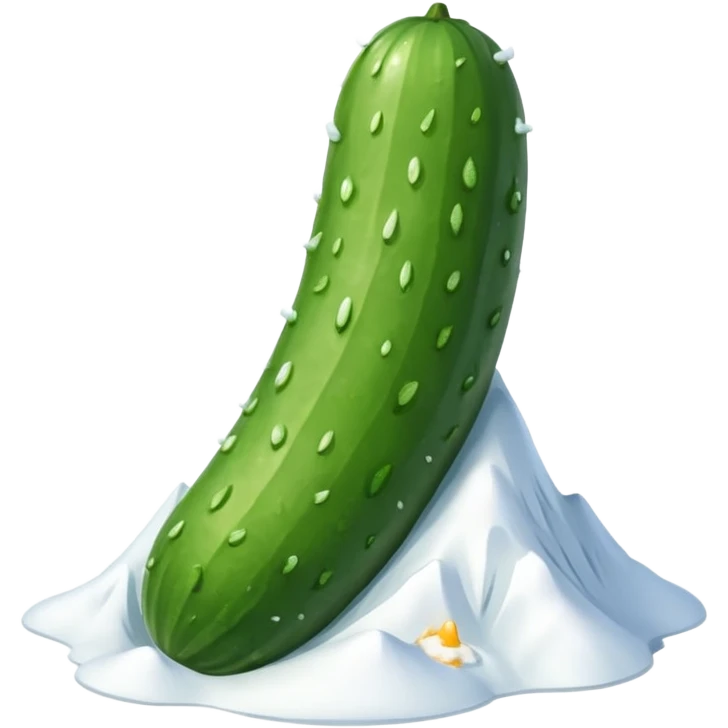 Snowy mountain shaped like a cucumber emoji