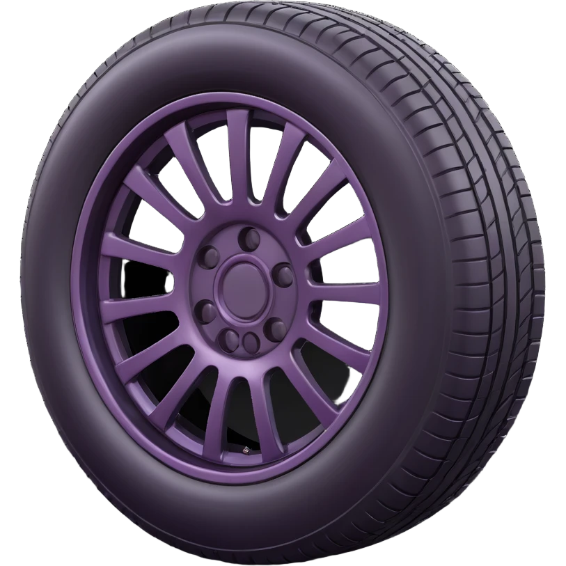 Make a tire emoji that looks exactly like the reference image, in iOS emoji style. 3D, shiny, smooth gradients, soft shadows, realistic tire texture, classic emoji look. Add a glossy effect to the rubber. emoji