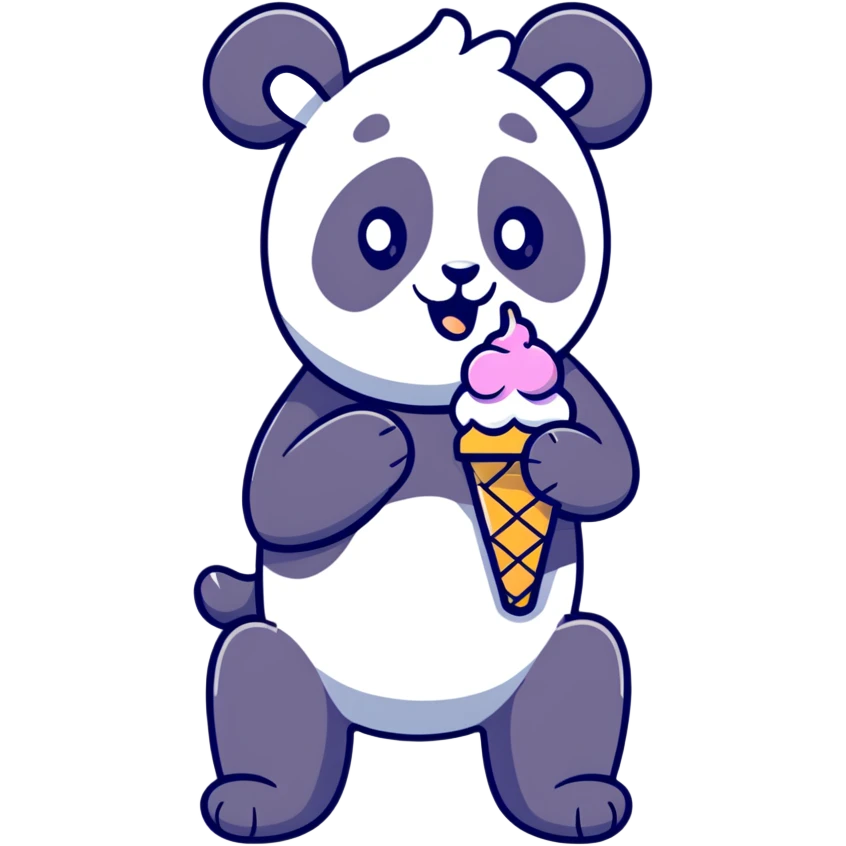 Panda eating ice cream emoji