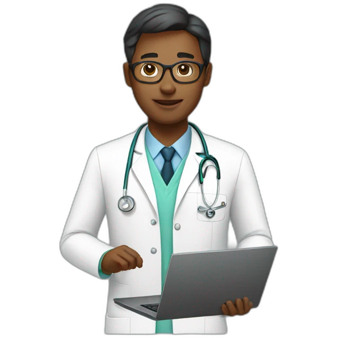 Doctor working on the laptop emoji