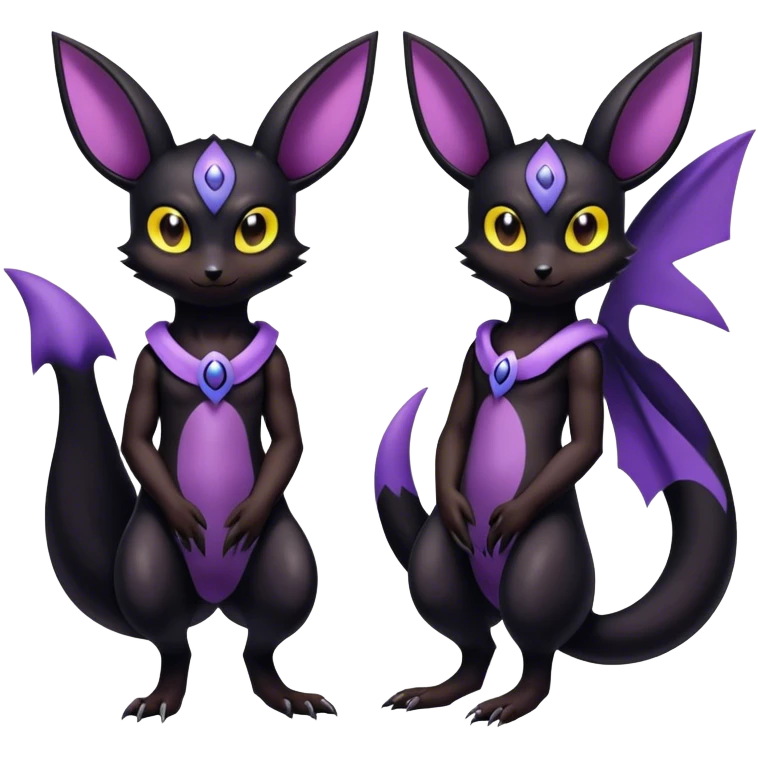 Shiny Dark Noibat-Umbreon-fusion-hybrid full body emoji