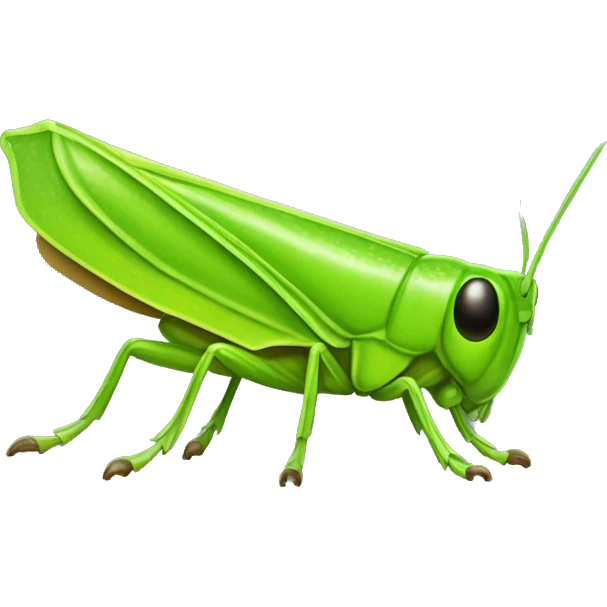  a shiny lime-green grass hopper (bug) emoji