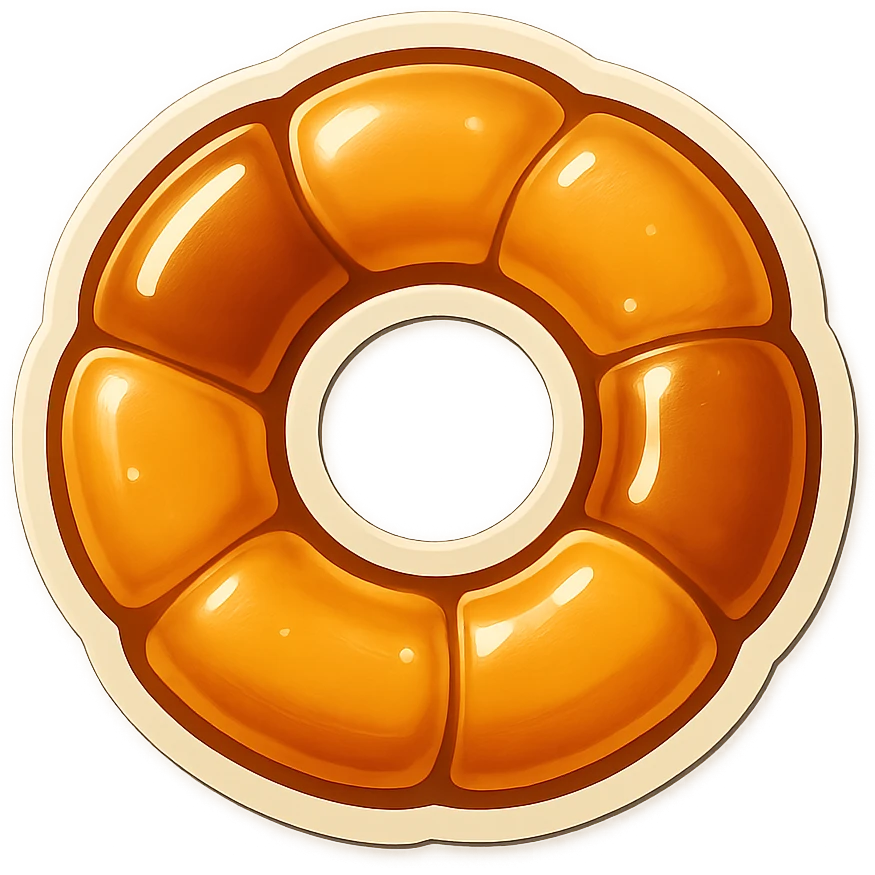 Convert the image to a playful, photorealistic dalgona candy in sticker style with a white border, shaped like a circle. The style should be sticker-like, playful, and photorealistic. emoji
