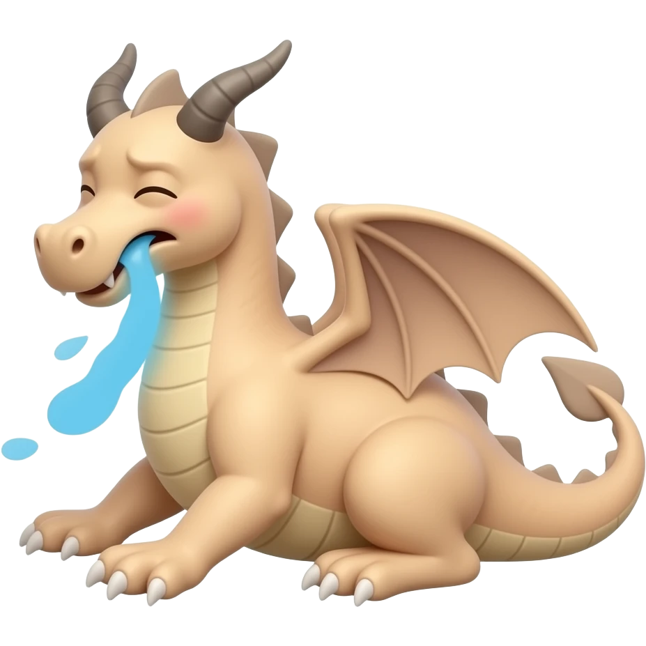 a skin coloured dragon which is spread eagled flat on floor, out of breath and exhausted emoji