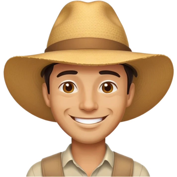 man with a wide-brimmed hat, smiling emoji