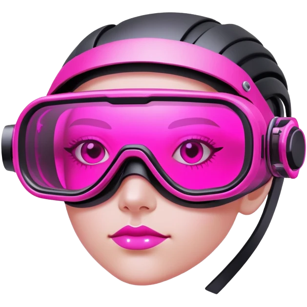 cyberpunk pink protective glasses, neon pink lenses, futuristic welding eyewear emoji