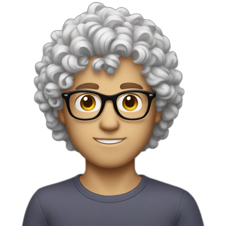 white boy curly hair glasses emoji