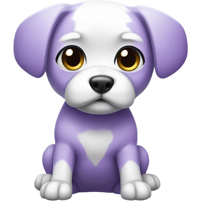 Purple Chibi Dog with Folded ears, white face, white paws, black eyes, Full Body emoji
