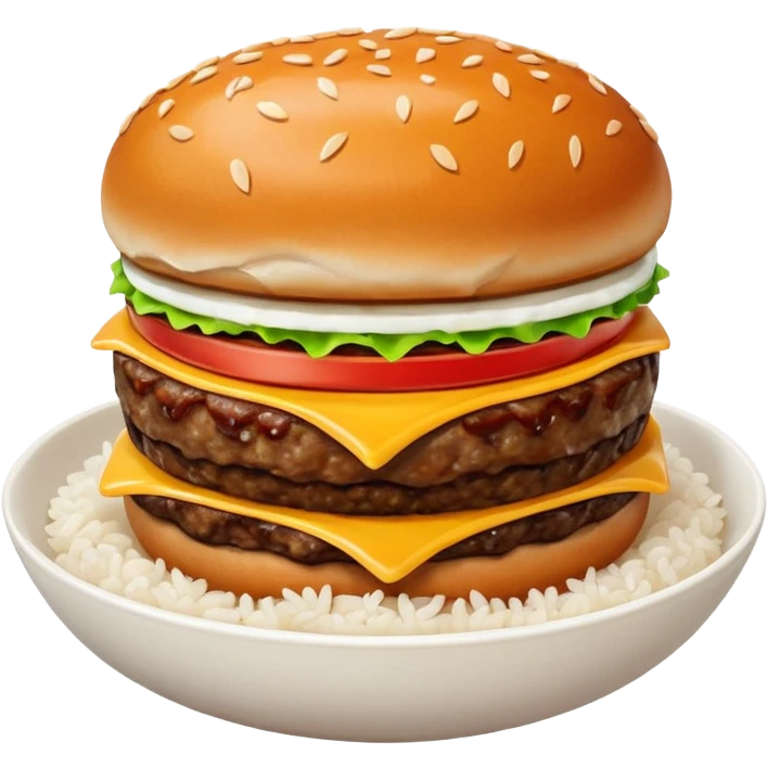 I want a hamburger patty on a bowl of rice. just the meat patty not bun, lettuce, cheese, tomato, etc emoji