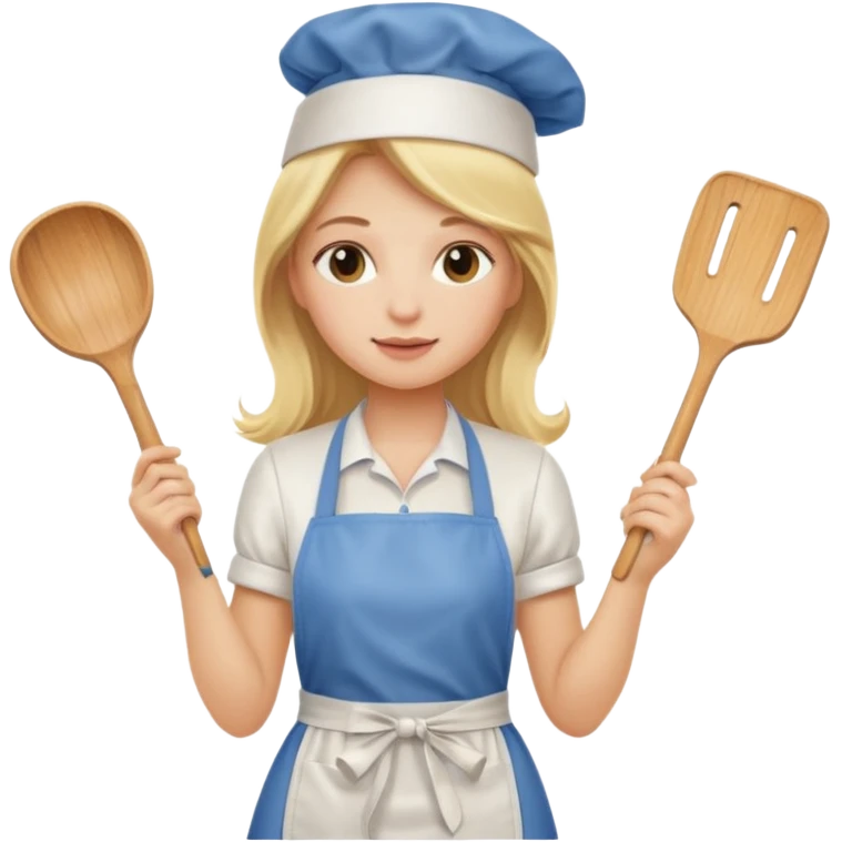 Blonde girl with long hair, cooking , cleaning  emoji
