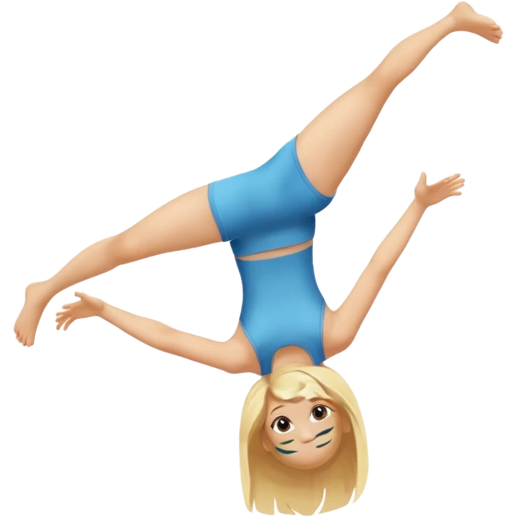  Ein Mädchen mit blonden Haaren, die ein Backflip macht emoji