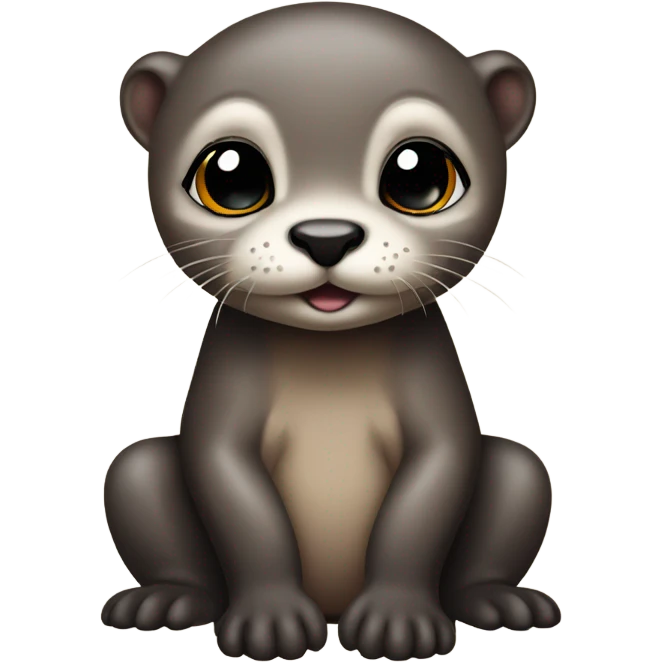 cute otter baby with nose piercing and black eyeshadow emoji