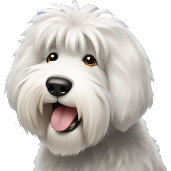 Old english sheepdog with tongue sticking out emoji