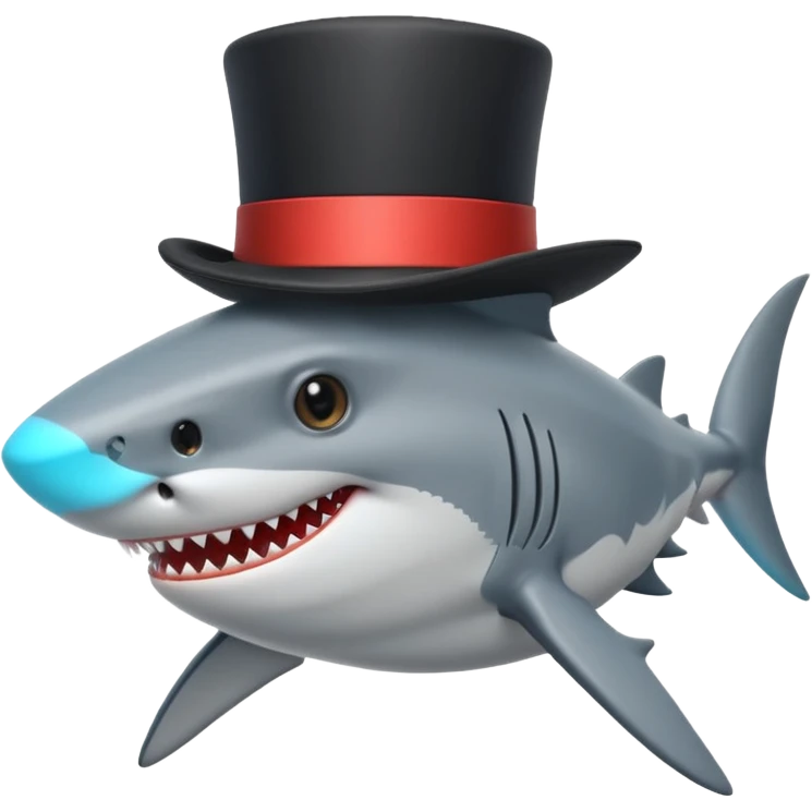 Shark with a top hat emoji
