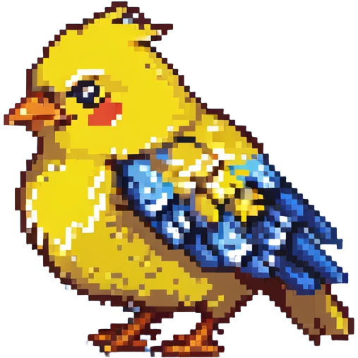 angry yellow bird, open beak, side view, ruffled feathers emoji