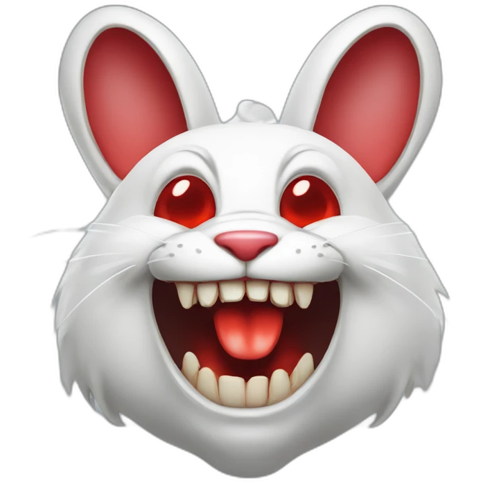 evil white rabbit with sharp fangs with red around mouth emoji