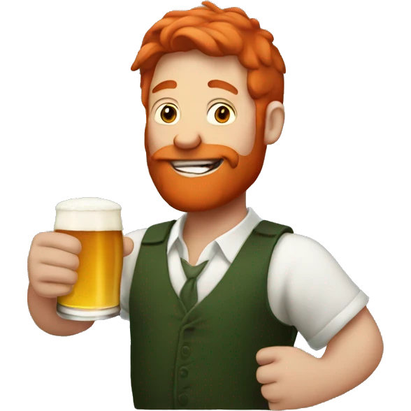 Red hair man drinking a beer  emoji