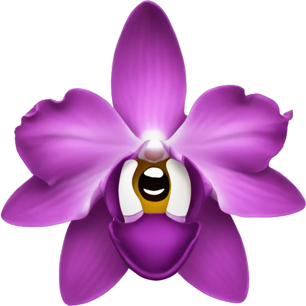 orchid with face emoji