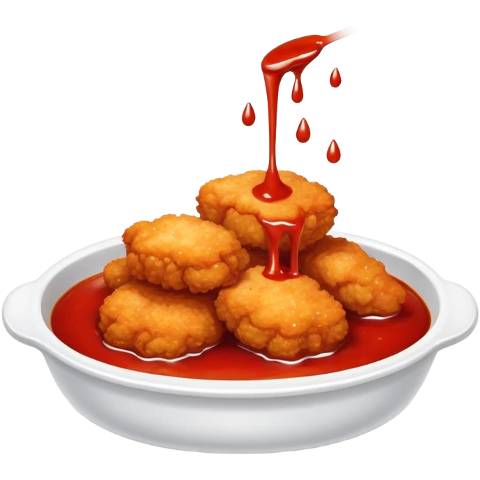 Dripping seasoned nuggets spicy red sauce steamy emoji