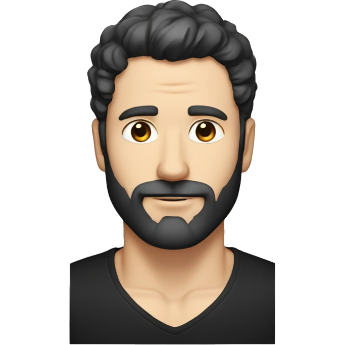White man in black v-neck shirt with black hair that is slightly greying and a short black beard that is is slightly greying emoji