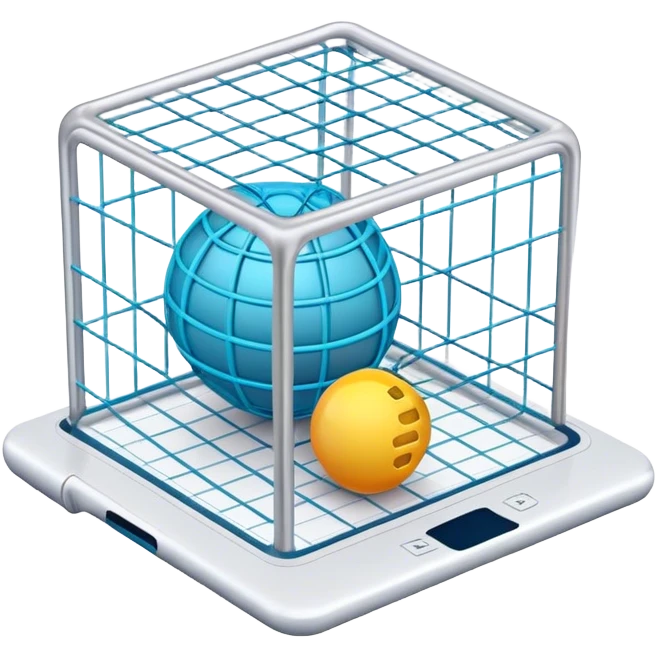 Create an emoji for 3D visualization and modeling. Show a 3D object with wireframe lines and a 3D modeling tool interface. Use modern, professional colors. Do not include any emojis or smiley faces. Make the background transparent. emoji