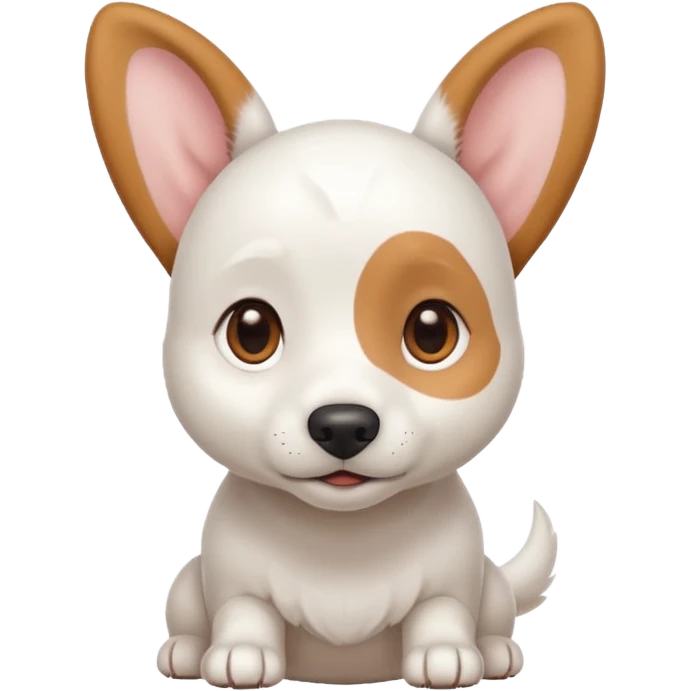 White dog with brown eyes and some long white body and white ears with brown spots curved on the sides emoji