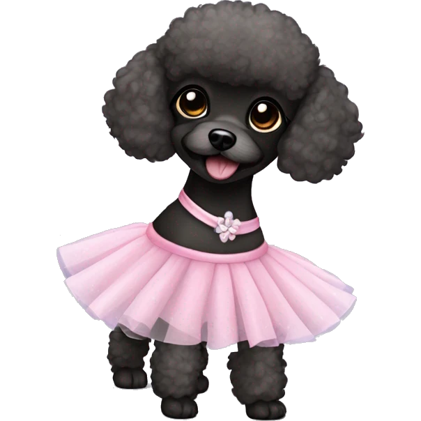 Black toy poodle in ballet tutu emoji