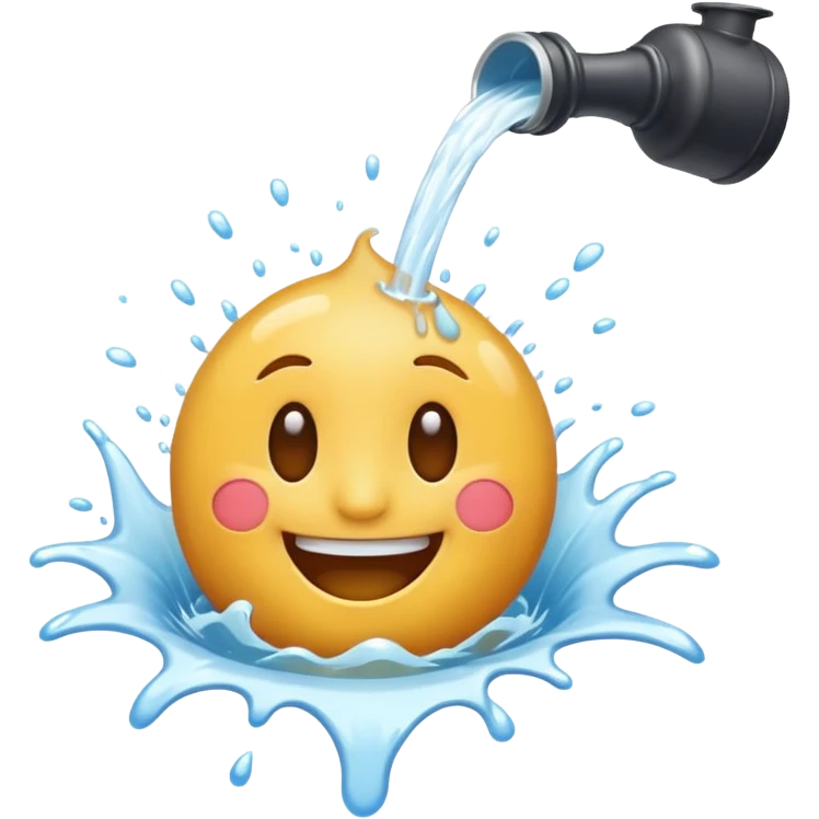 Smiling emoji having white watee fall out of its mouth  emoji