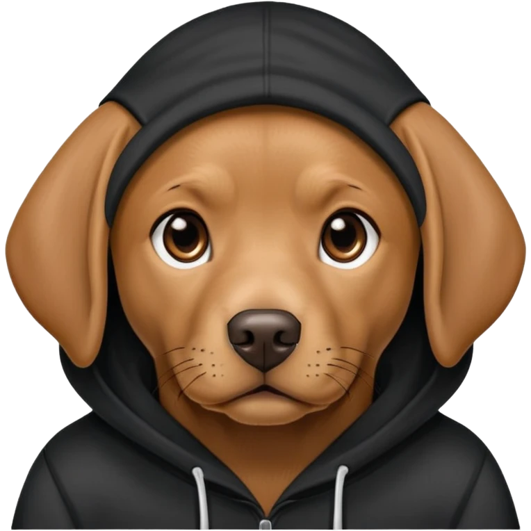 Cute Brown Labrador wearing black hoodie emoji
