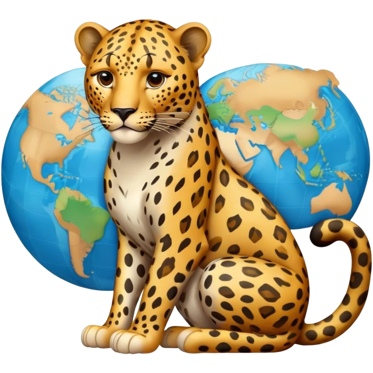 leopard with the worlds map on his fur emoji