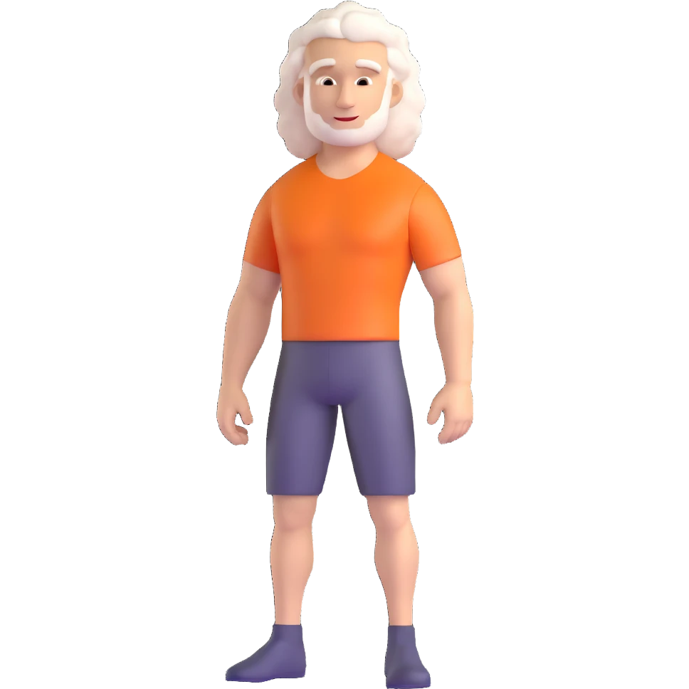 white man in his 40s, long tight curly hair with short sides emoji