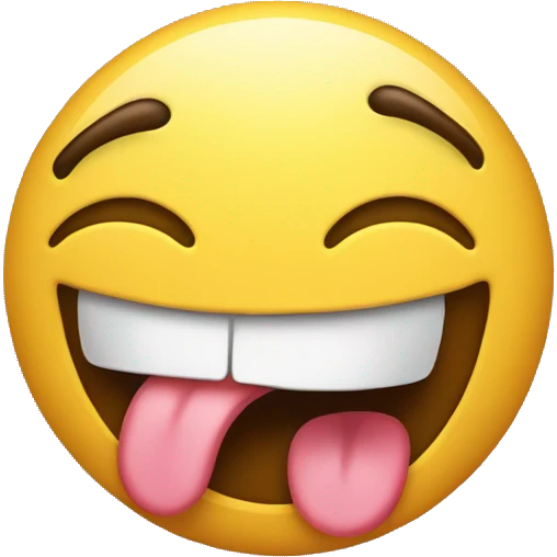 Emoji with tongue out shaking its head side to side emoji